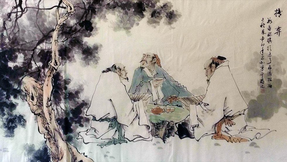 Ancient people drinking tea scene - chinaculturetour.com