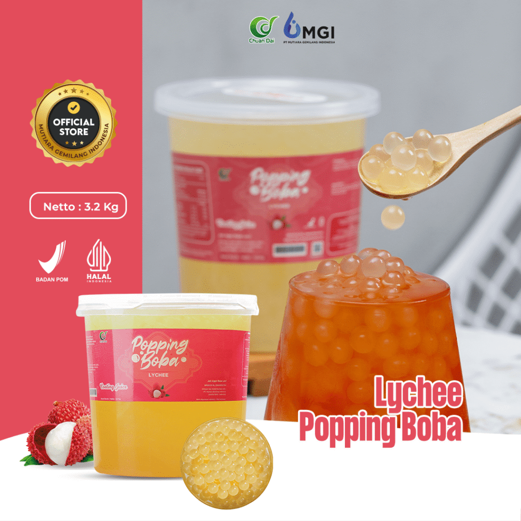 Topping Minuman Chuan Dai Popping Boba Lychee 3.2 Kg